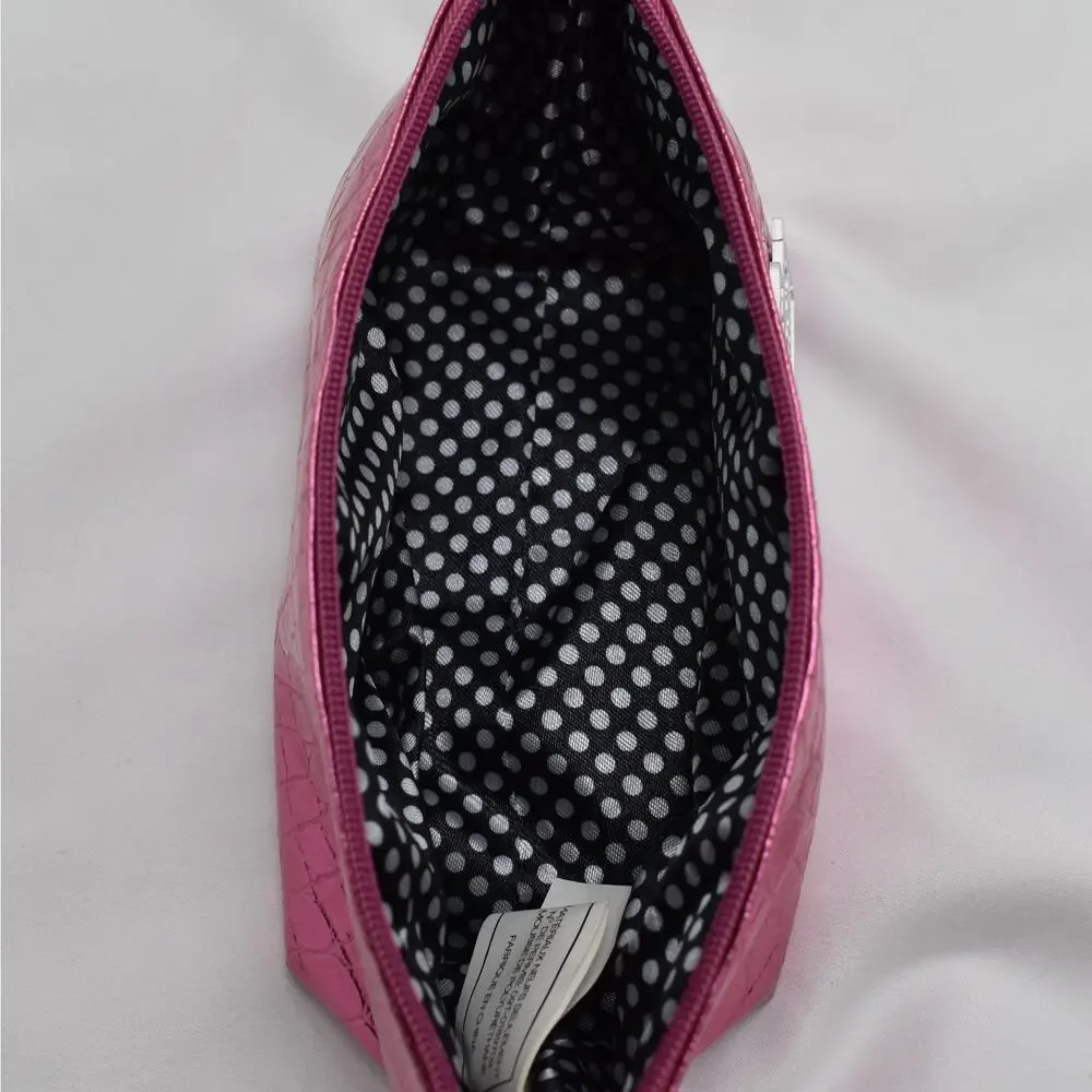 Y2K Caboodles Pink Metallic Alligator Embossed Mini Make Up Bag Barbie Coquette